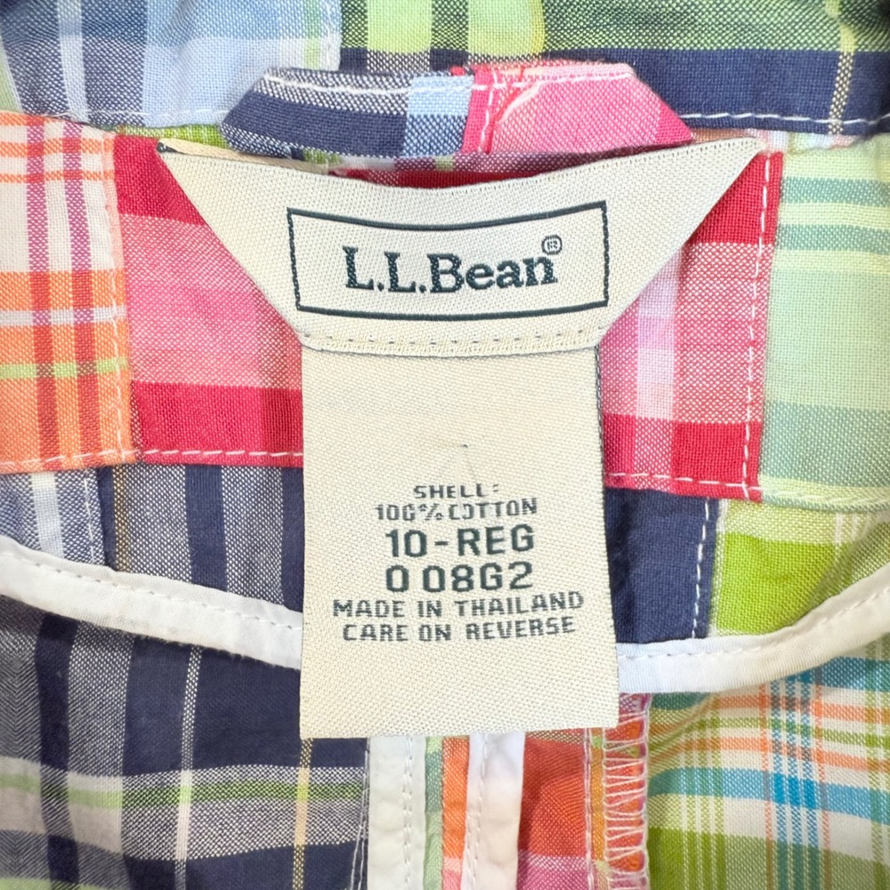 LL Bean Madras Plaid Blazer Jacket Womens 10 REG Multi Color Cotton Button Front - Picture 7 of 8